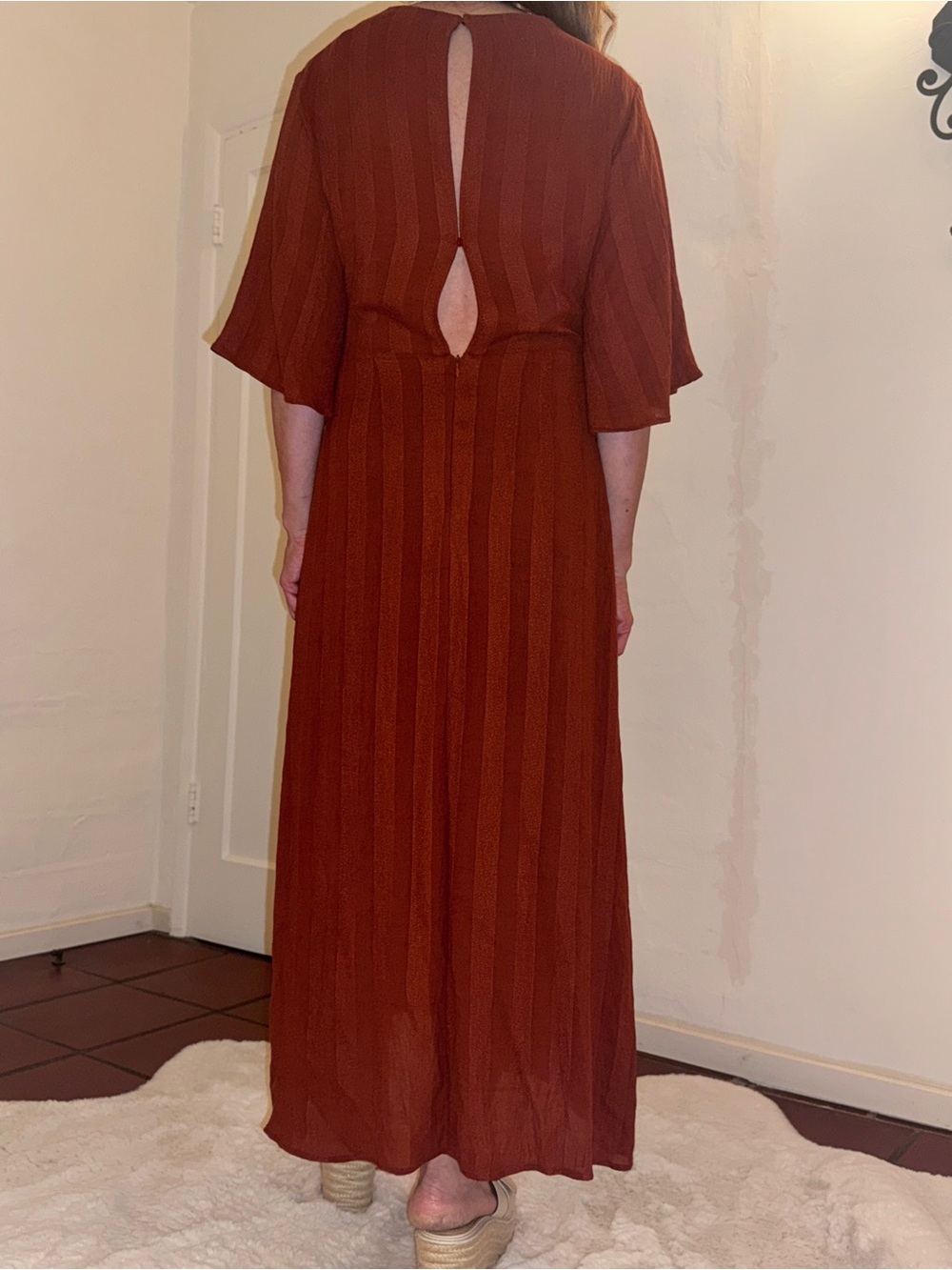 Zara Rust Ring-Front V-Neck Maxi Dress - Picture 2 of 3